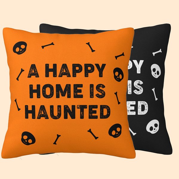 Taie d'Oreiller Personnalisée avec Texte à Motifs Os Crânes Décoration de Chambre Cadeau Halloween Fête pour Famille