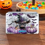 Boîte à Biscuits en Fer-blanc Personnalisée avec Nom Motif Citrouille Vache de Highland Chauve-souris Cadeau d'Halloween pour les Amis et les Enfants