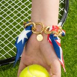 Personalised Fashion National Flag Silk Metal Bracelet with Football Tennis Text Charm Birthday Sports Event Cheer Accessories for Sport Lovers