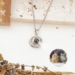 Personalisierte konzentrische Kreise Foto Projektion Halskette Jahrestag Geburtstag Geschenk für Frauen