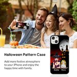 Funda personalizada de bruja, vampiro, murciélago y calabaza para iPhone con 1-6 nombres de niño, regalo de cumpleaños y Halloween para la familia
