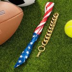 Personalised Fashion National Flag Silk Metal Bracelet with Football Tennis Text Charm Birthday Sports Event Cheer Accessories for Sport Lovers