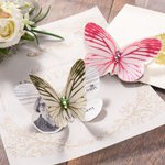 Personalised Silk Butterfly Brooch Pin with Text Photo and Crystal Memorial Wedding Gift for Bride