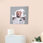 Peinture murale personnalisée chien chat lisant le journal sur les toilettes Portrait d'animal de compagnie Décoration de salle de bain Cadeau de pendaison de crémaillère pour les propriétaires d'anim