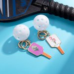 Personalisierte Emaille Geburt Blume Pickleball Paddel & Pickleball Charm Schlüsselanhänger mit Namen Geburtstag Weihnachten Geschenk für Pickleball L