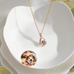 Personalized Water Droplets Photo Projection Zircon Necklace Anniversary Birthday Valentine's Day Gift for Women