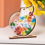 Personalized Handmade Wooden Apple Shaped Desk Ornament with 1-24 Hearts and Text Office Decor Birthday Appreciation Gift for Teacher