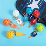 Personalisierte Emaille Geburt Blume Pickleball Paddel & Pickleball Charm Schlüsselanhänger mit Namen Geburtstag Weihnachten Geschenk für Pickleball L