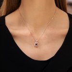 Personalized Dainty Square Photo Projection Necklace with Zircon Birthday Anniversary Christmas Gift for Women