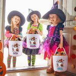 Personalized Halloween Cute Ghost Trick or Treat Sweets Bucket Bag with Name Halloween Party Gift for Kids