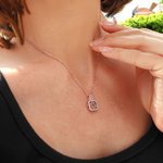 Personalized Dainty Square Photo Projection Necklace with Zircon Birthday Anniversary Christmas Gift for Women