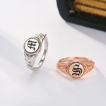 Gepersonaliseerde Vintage Gothic Initial Ring Oud Engels Letter Signet Sieraden Verjaardag Verjaardag Halloween Cadeau voor Vrouwen