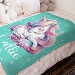 Personalized Fantasy Unicorn Soft Throw Blanket with Name Nursery Decor Baby Shower Birthday Gift for Newborns Girls
