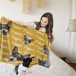 Personalized Cute Cat Dog Face Photo Soft Throw Blanket with Name Birthday Home Decor Christmas Birthday Gift for Pet Owners