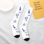 Personalized Cute Hanukkah Gnome Adult Crew Socks Knee High Socks with Name Comfort Breathable Happy Hanukkah Gift for Jewish Family