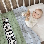 Personalized Multicolor Pixel Style Toy Bricks Soft Throw Blanket with Name Baby Shower Home Decor Gift for Kids