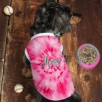 Personalised Multicolour Tie-dyed 100% Cotton Dog Pet Shirt Clothes with Name Pet Gathering Dog Walking Gift for Pet Lovers