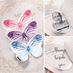 Personalised Silk Butterfly Brooch Pin with Text Photo and Crystal Memorial Wedding Gift for Bride