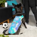 Personalised Multicolour Tie-dyed 100% Cotton Dog Pet Shirt Clothes with Name Pet Gathering Dog Walking Gift for Pet Lovers