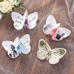 Personalised Silk Butterfly Brooch Pin with Text Photo and Crystal Memorial Wedding Gift for Bride