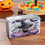 Boîte à Biscuits en Fer-blanc Personnalisée avec Nom Motif Citrouille Vache de Highland Chauve-souris Cadeau d'Halloween pour les Amis et les Enfants