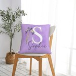 Personlig Födelseblomma Initial Kuddfodral med namn Heminredning Bachelorette Party Present till henne