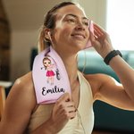 Gepersonaliseerde kleurrijke mannelijke vrouwelijke cartoonfiguren sneldrogende wafelhanddoek met naam golfbaan sportaccessoires cadeau voor golfliefhebbers