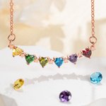 Personalised Simple Star Heart-Shaped 1-6 Birthstone Necklace Mother's Day Birthday Gift for Her