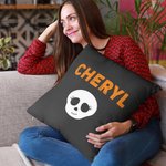 Taie d'Oreiller Personnalisée avec Nom à Motif de Crâne Décoration d'Intérieur Cadeau Halloween Emménagement pour Famille