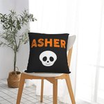 Taie d'Oreiller Personnalisée avec Nom à Motif de Crâne Décoration d'Intérieur Cadeau Halloween Emménagement pour Famille