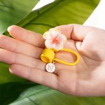 Personalised Plumeria Flower Reusable Set of 2 Straw Toppers with Initial Charms Accessory for Stanley Tumbler Birthday Gift for Her