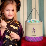 Personalized Cute Raccoon Ghost Peter Rabbit Plaid Trick or Treat Bag Candy Bucket with Name Halloween Party Favors for Boys Girls