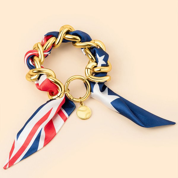 National Flag Silk Metal Bracelet with Sports Charm
