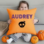 Taie d'Oreiller Personnalisée avec Nom à Motif de Crâne Décoration d'Intérieur Cadeau Halloween Emménagement pour Famille