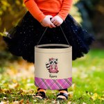 Personalized Cute Raccoon Ghost Peter Rabbit Plaid Trick or Treat Bag Candy Bucket with Name Halloween Party Favors for Boys Girls