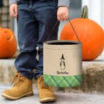 Personalized Cute Raccoon Ghost Peter Rabbit Plaid Trick or Treat Bag Candy Bucket with Name Halloween Party Favors for Boys Girls