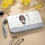 Personalisierte Niedliche Cartoon-Charakter Kosmetiktasche mit Namen Geburtsblume und Schlaufe Hochzeit Party Geburtstag Geschenk für Damen Mädchen