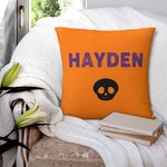 Taie d'Oreiller Personnalisée avec Nom à Motif de Crâne Décoration d'Intérieur Cadeau Halloween Emménagement pour Famille