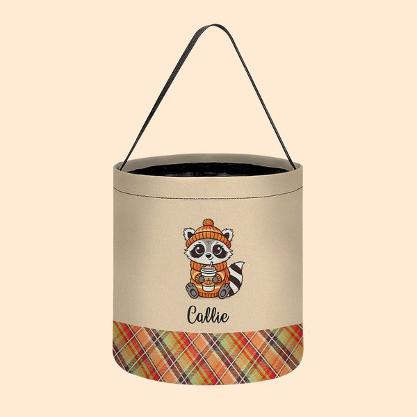 Henkilökohtainen Söpö Pesukarhu Ghost Peter Rabbit Plaid Trick or Treat Bag Candy ämpäri nimi Halloween Party suosikkeja pojille tytöille