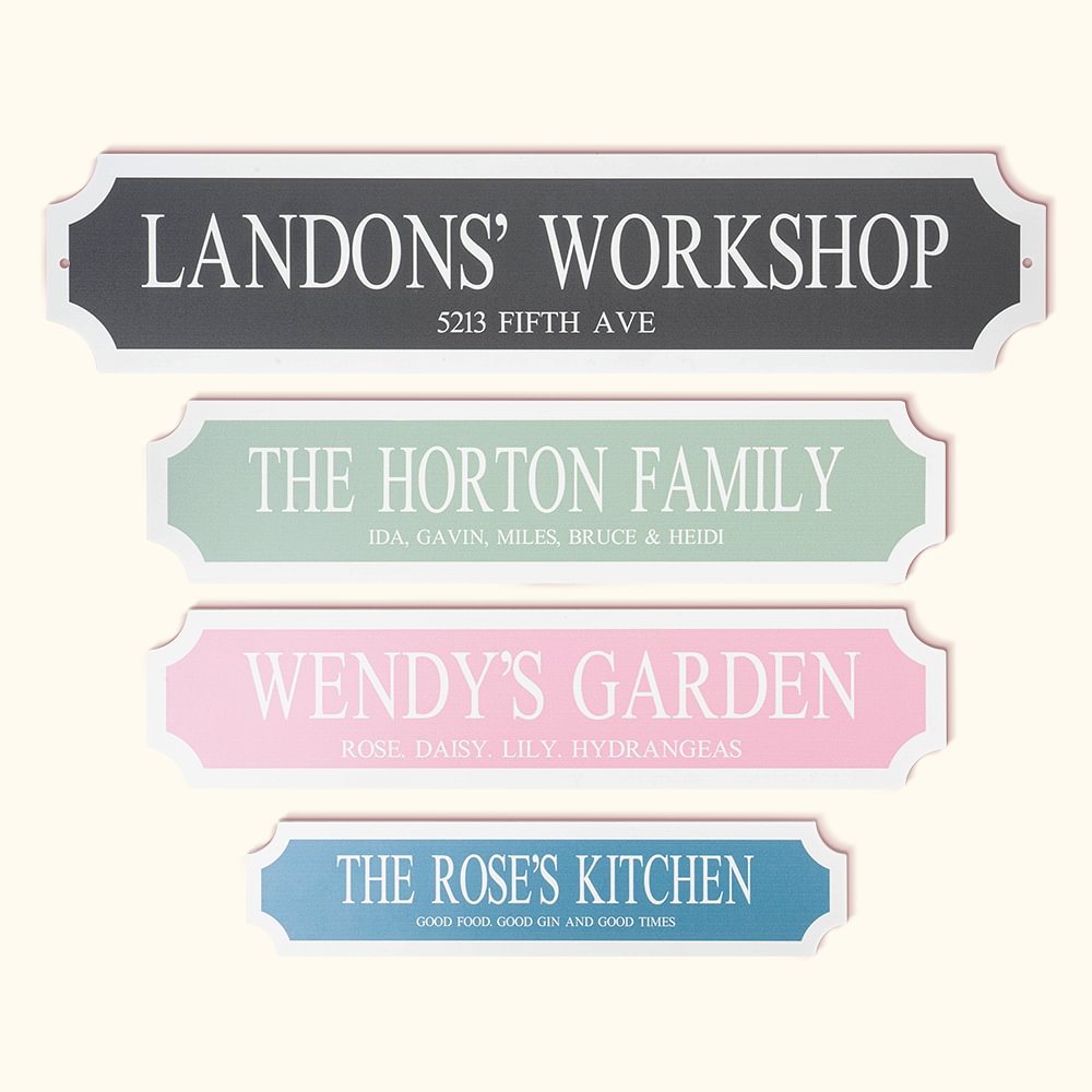 Segno di strada personalizzato in acrilico vintage con testo Workshop Wall Garden Decor Regalo di congratulazioni per gli amici della famiglia