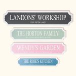 Personlig gatuskylt i vintageakryl med text Verkstad Vägg Trädgårdsinredning Grattis Present till familj och vänner