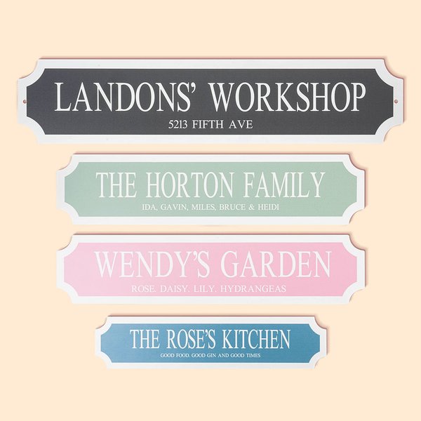 Personlig gatuskylt i vintageakryl med text Verkstad Vägg Trädgårdsinredning Grattis Present till familj och vänner