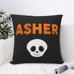 Taie d'Oreiller Personnalisée avec Nom à Motif de Crâne Décoration d'Intérieur Cadeau Halloween Emménagement pour Famille
