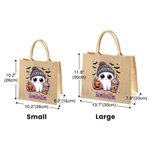 Gepersonaliseerde Halloween Thema Schattige Pompoen Drinkende Spook Trick or Treat Jute Draagtas met Naam Halloween Feestcadeau voor Jongens Meisjes