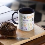 Mug 330ml Personnalisé avec 1-19 Noms Style Nuage de Mots Cadeau Halloween Anniversaire pour Famille Amis