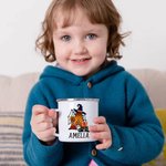 Tasse Émaillée 350ml Personnalisée avec Nom et Initiale Design Citrouille Chauve-souris Toile d'Araignée Cadeau d'Halloween pour les Enfants