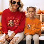 Personalizada Calabaza Highland Vaca Truco o Trato Niño Adulto Sudadera con nombre a juego Mamá y yo traje de Halloween Regalo para la familia