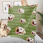 Personalized Cute Cat Dog Face Photo Soft Throw Blanket with Name Birthday Home Decor Christmas Birthday Gift for Pet Owners