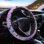 Personlig portrett av hund og katt med slipsfarget rattbeskyttende deksel Biltilbehør Gave til sjåføren som elsker kjæledyr