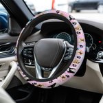 Personlig portrett av hund og katt med slipsfarget rattbeskyttende deksel Biltilbehør Gave til sjåføren som elsker kjæledyr